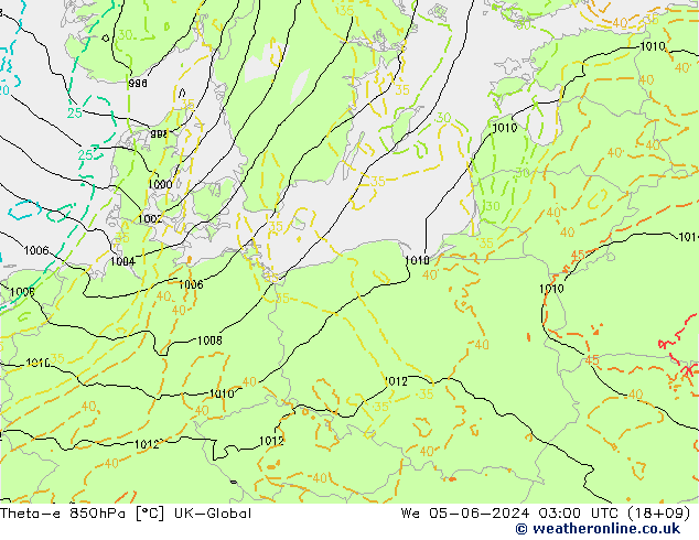 Theta-e 850hPa UK-Global  05.06.2024 03 UTC