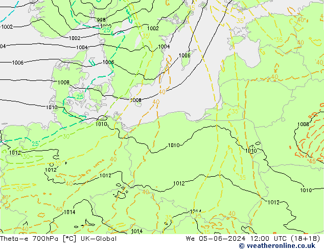 Theta-e 700hPa UK-Global  05.06.2024 12 UTC