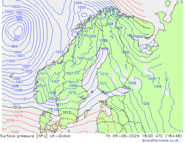 Surface pressure UK-Global Th 06.06.2024 18 UTC