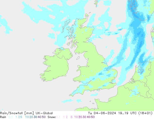 Rain/Snowfall UK-Global Tu 04.06.2024 19 UTC