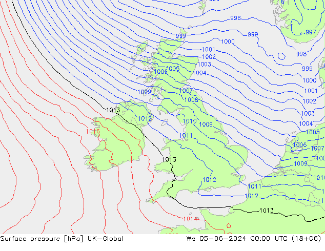 Surface pressure UK-Global We 05.06.2024 00 UTC