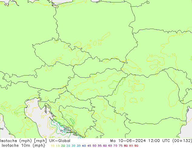 Isotachen (mph) UK-Global ma 10.06.2024 12 UTC