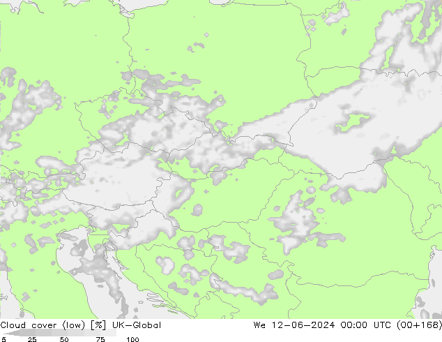 Bewolking (Laag) UK-Global wo 12.06.2024 00 UTC