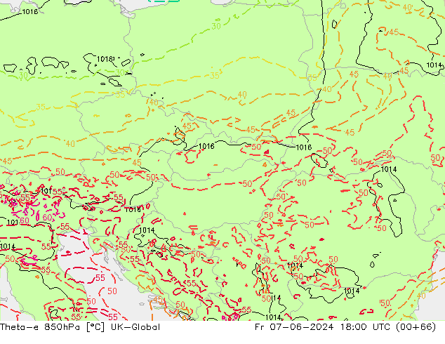 Theta-e 850hPa UK-Global pt. 07.06.2024 18 UTC