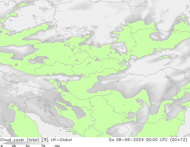 Cloud cover (total) UK-Global Sa 08.06.2024 00 UTC