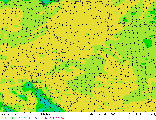 Surface wind UK-Global Po 10.06.2024 00 UTC