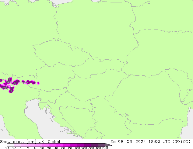 Totale sneeuw UK-Global za 08.06.2024 18 UTC