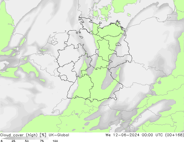 Bewolking (Hoog) UK-Global wo 12.06.2024 00 UTC