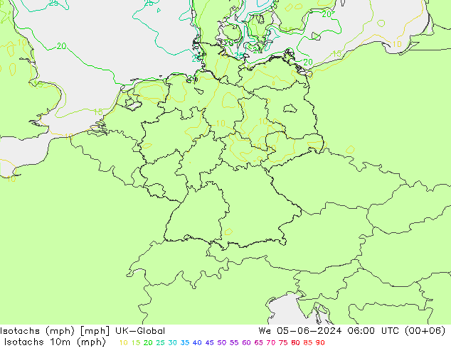 Isotachs (mph) UK-Global mer 05.06.2024 06 UTC