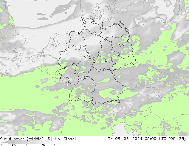 Cloud cover (middle) UK-Global Th 06.06.2024 09 UTC