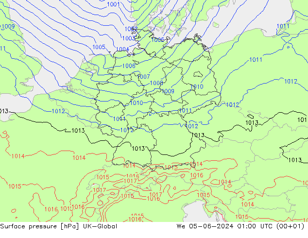 Atmosférický tlak UK-Global St 05.06.2024 01 UTC