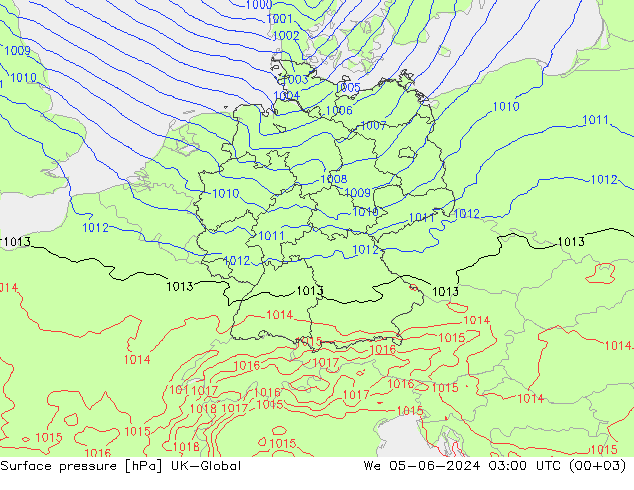 Luchtdruk (Grond) UK-Global wo 05.06.2024 03 UTC