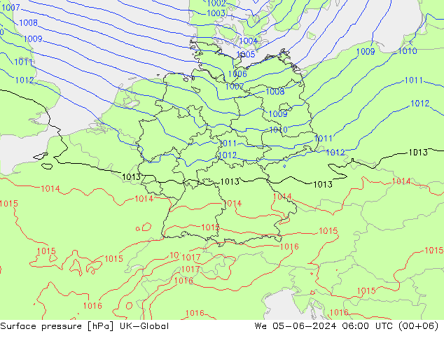 Surface pressure UK-Global We 05.06.2024 06 UTC