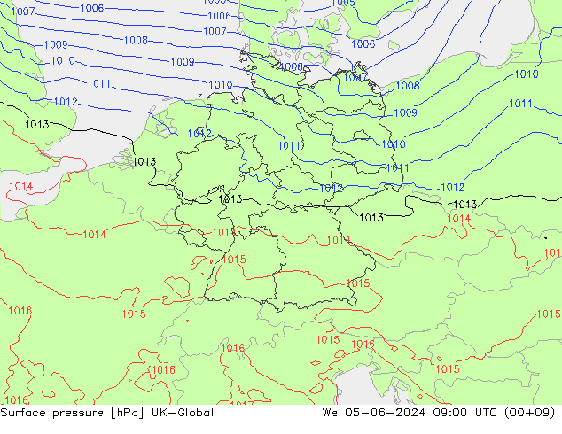 Luchtdruk (Grond) UK-Global wo 05.06.2024 09 UTC