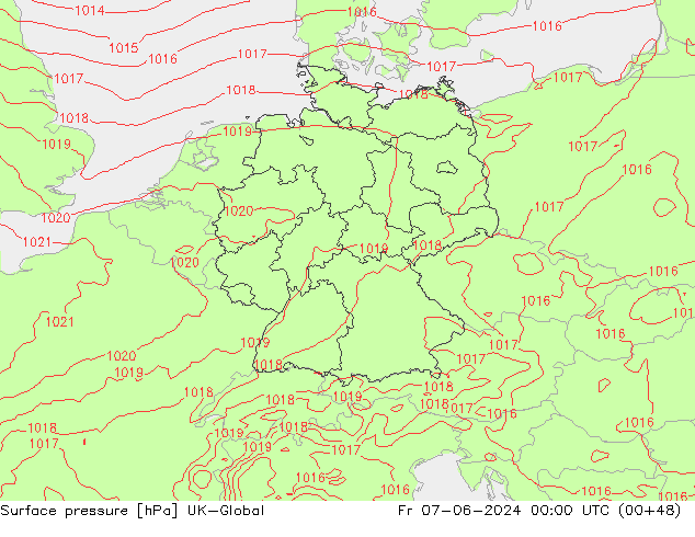 Surface pressure UK-Global Fr 07.06.2024 00 UTC