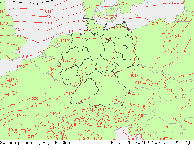 Presión superficial UK-Global vie 07.06.2024 03 UTC