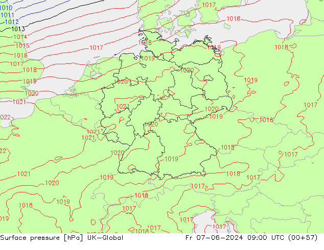 Surface pressure UK-Global Fr 07.06.2024 09 UTC