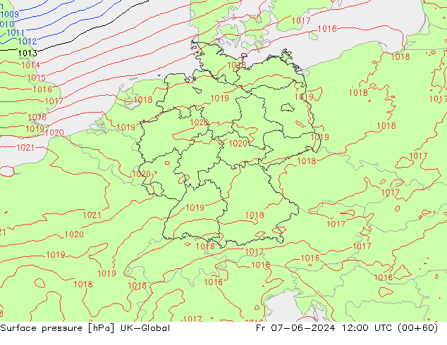 Surface pressure UK-Global Fr 07.06.2024 12 UTC