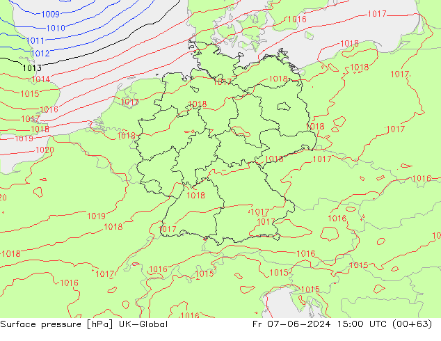 Luchtdruk (Grond) UK-Global vr 07.06.2024 15 UTC