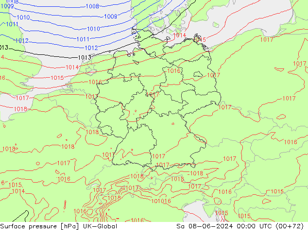 Surface pressure UK-Global Sa 08.06.2024 00 UTC