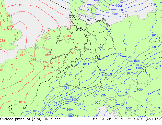 Surface pressure UK-Global Mo 10.06.2024 12 UTC