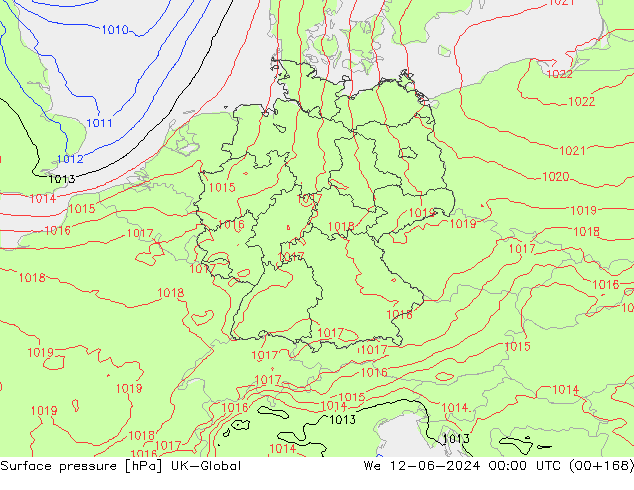 Surface pressure UK-Global We 12.06.2024 00 UTC