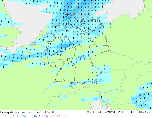 Precipitation accum. UK-Global Qua 05.06.2024 12 UTC