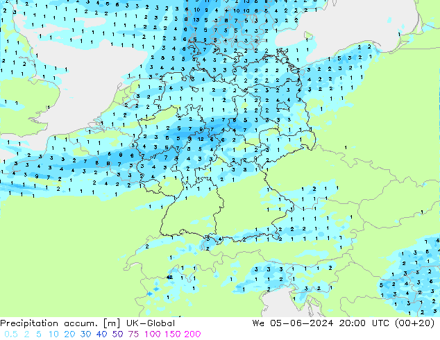 Precipitation accum. UK-Global We 05.06.2024 20 UTC