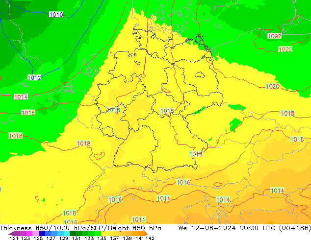 Thck 850-1000 hPa UK-Global mer 12.06.2024 00 UTC