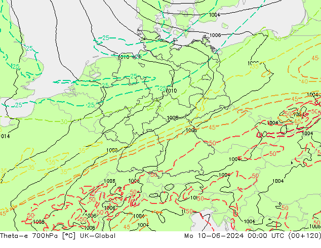 Theta-e 700hPa UK-Global Seg 10.06.2024 00 UTC