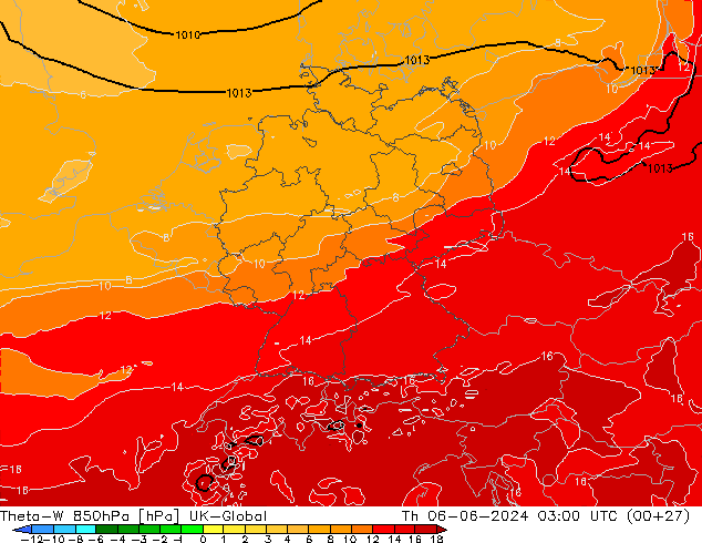 Theta-W 850hPa UK-Global Do 06.06.2024 03 UTC