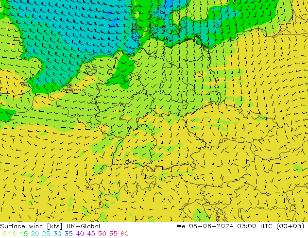 Surface wind UK-Global We 05.06.2024 03 UTC