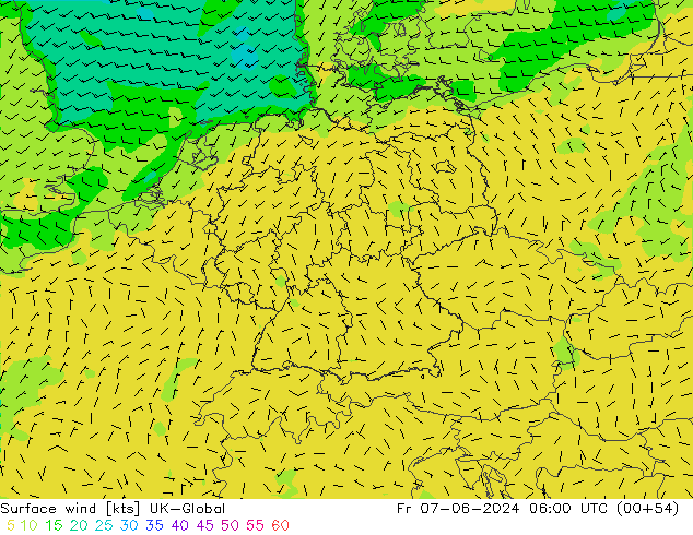 Surface wind UK-Global Fr 07.06.2024 06 UTC