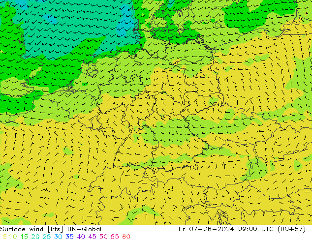 Surface wind UK-Global Fr 07.06.2024 09 UTC