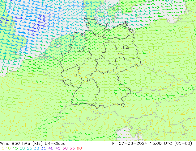 Wind 850 hPa UK-Global vr 07.06.2024 15 UTC