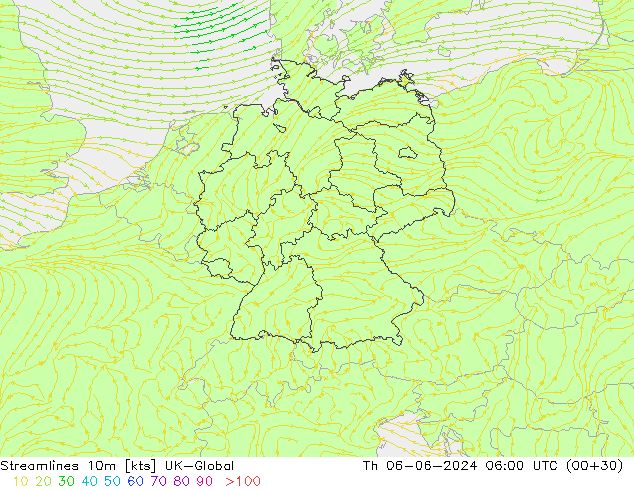 Streamlines 10m UK-Global Th 06.06.2024 06 UTC