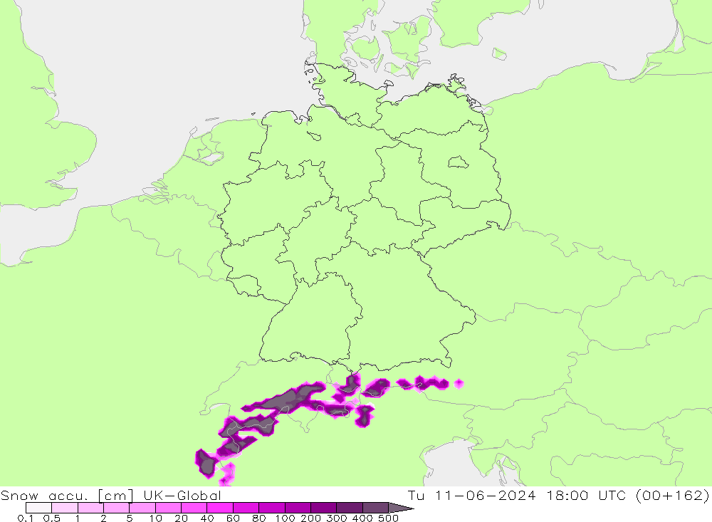 Snow accu. UK-Global mar 11.06.2024 18 UTC