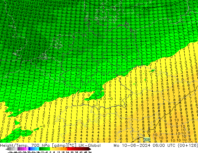 Géop./Temp. 700 hPa UK-Global lun 10.06.2024 06 UTC