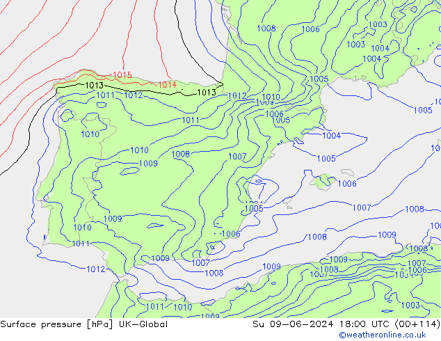 pressão do solo UK-Global Dom 09.06.2024 18 UTC