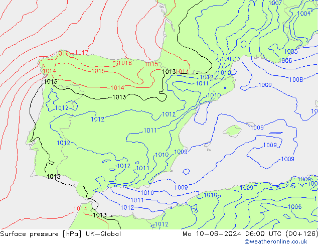 Atmosférický tlak UK-Global Po 10.06.2024 06 UTC