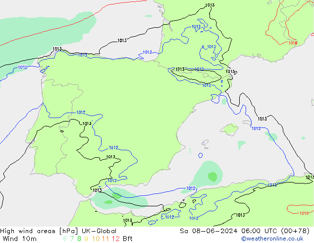 Windvelden UK-Global za 08.06.2024 06 UTC