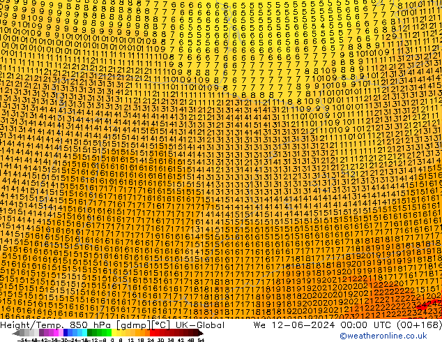 Height/Temp. 850 hPa UK-Global We 12.06.2024 00 UTC