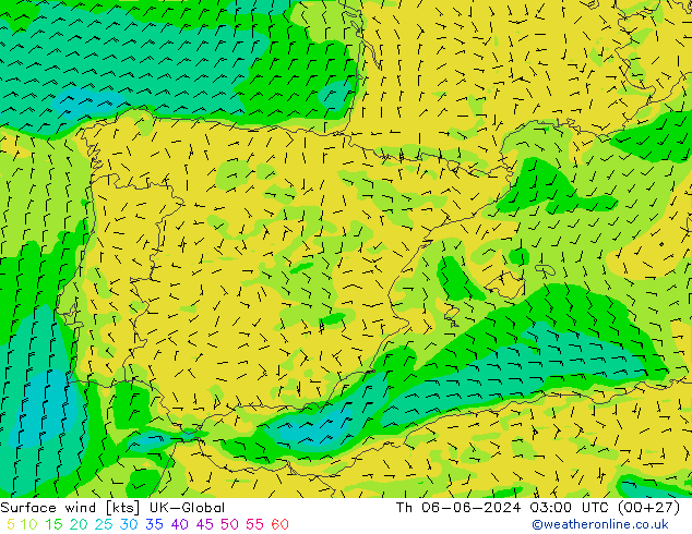 Rüzgar 10 m UK-Global Per 06.06.2024 03 UTC