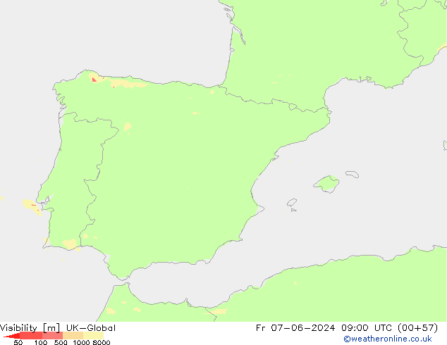 Dohlednost UK-Global Pá 07.06.2024 09 UTC