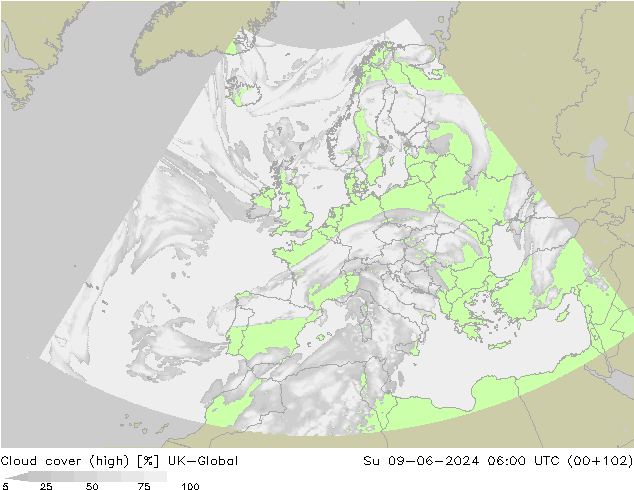 Wolken (hohe) UK-Global So 09.06.2024 06 UTC