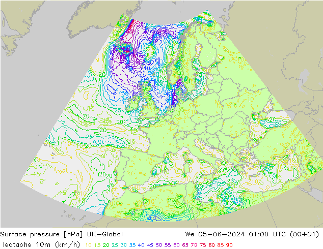 Isotachs (kph) UK-Global  05.06.2024 01 UTC