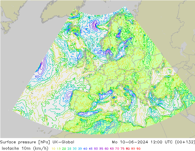 Isotachs (kph) UK-Global Seg 10.06.2024 12 UTC
