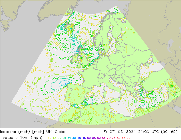 Isotachen (mph) UK-Global vr 07.06.2024 21 UTC