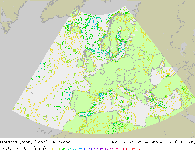 Eşrüzgar Hızları mph UK-Global Pzt 10.06.2024 06 UTC