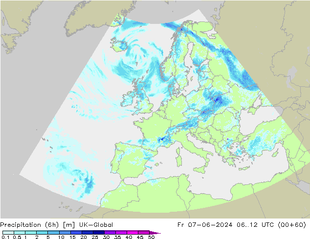 Yağış (6h) UK-Global Cu 07.06.2024 12 UTC